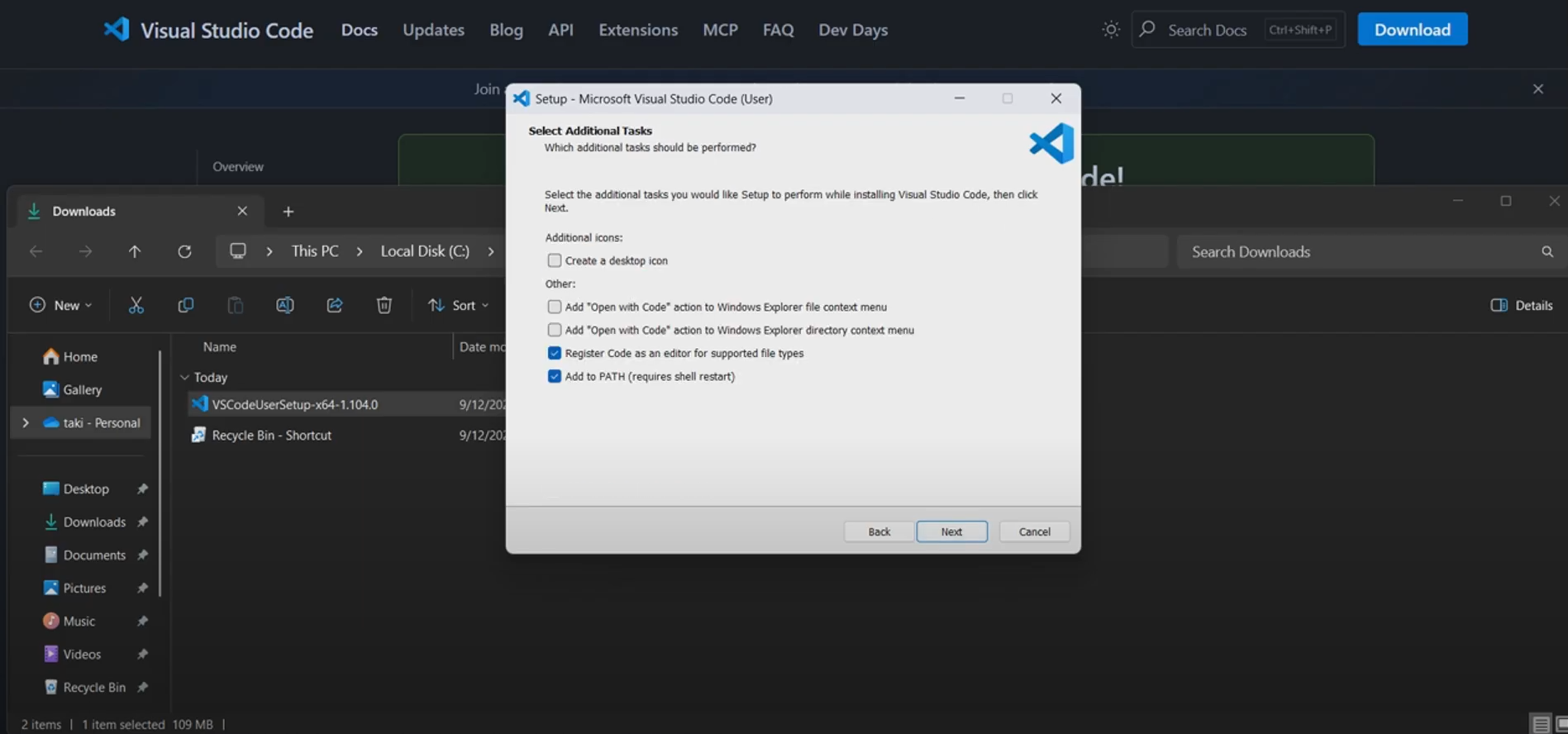 Additional tasks options
